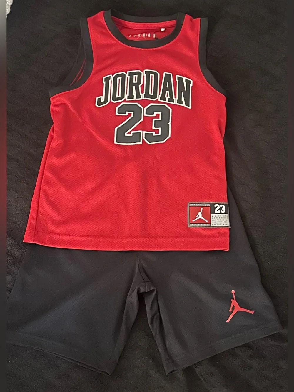 Jordan Red and Black 23 Basketball Jersey Set
